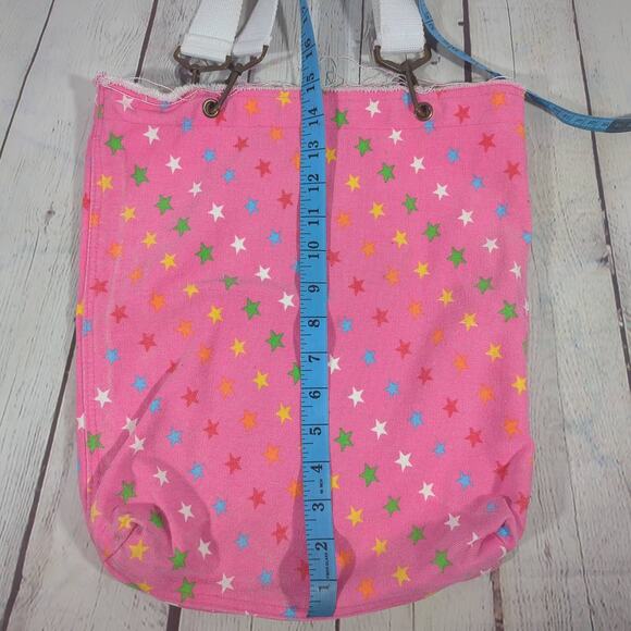 Soffe Pink Denim Stars Over Shoulder Double Strap Tote Bag - Picture 6 of 6